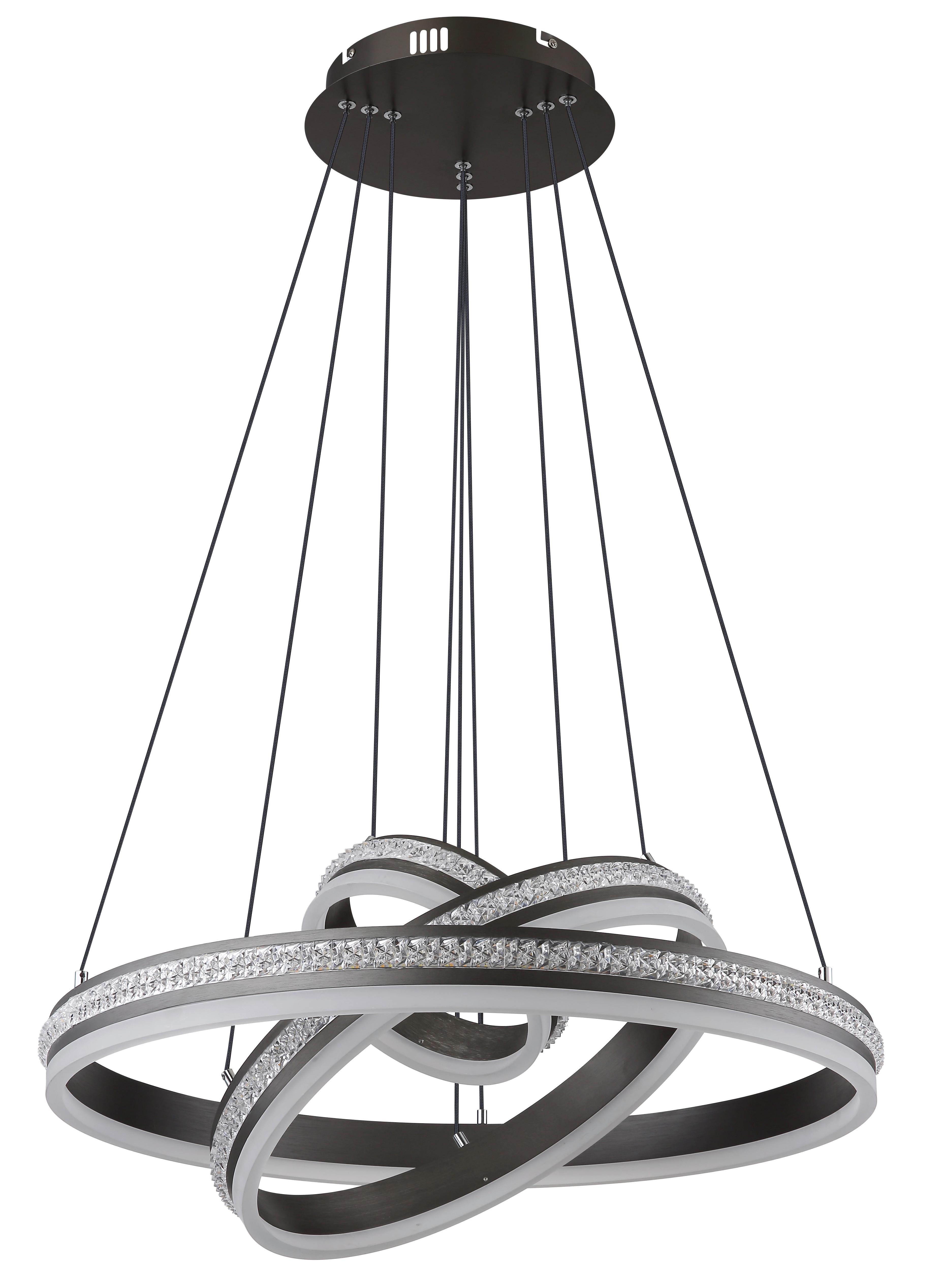 LED-Hängeleuchte Grouni Opal/Titanfarben max. 70 Watt - Klar/Titanfarben, Design, Kunststoff/Metall (60/120cm) - Globo