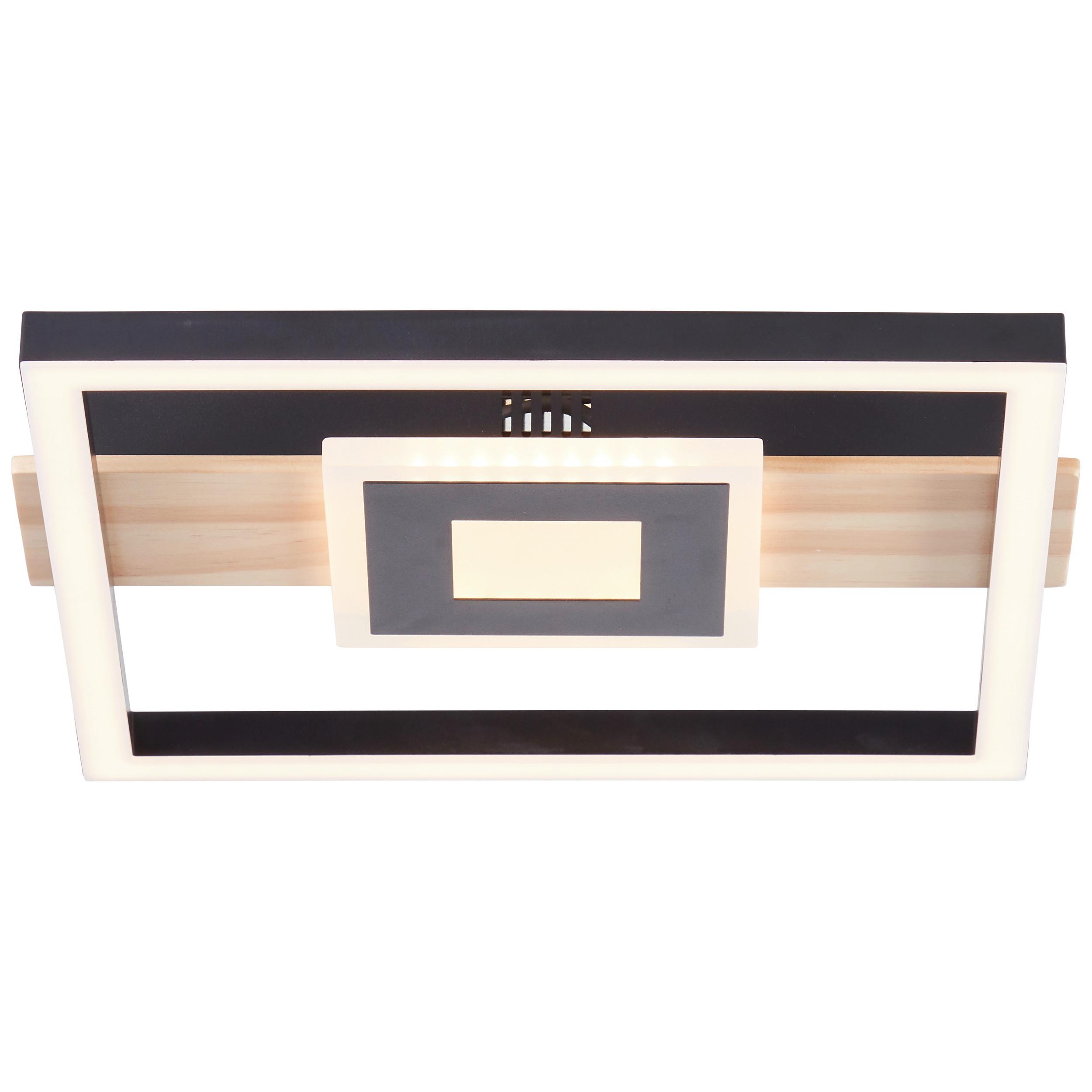 LED-Deckenleuchte Baldo Schwarz/Hellbraun max. 24 Watt - Hellbraun/Schwarz, Design, Holz/Kunststoff (5,5/29,5/27,5cm) - Brilliant