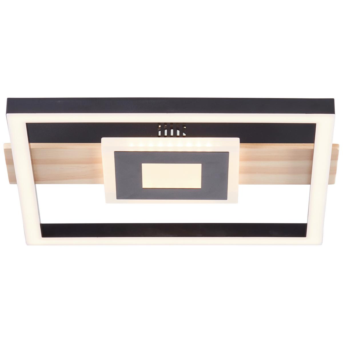LED-Deckenleuchte Baldo Schwarz/Hellbraun max. 24 Watt - Hellbraun/Schwarz, Design, Holz/Kunststoff (5,5/29,5/27,5cm) - Brilliant