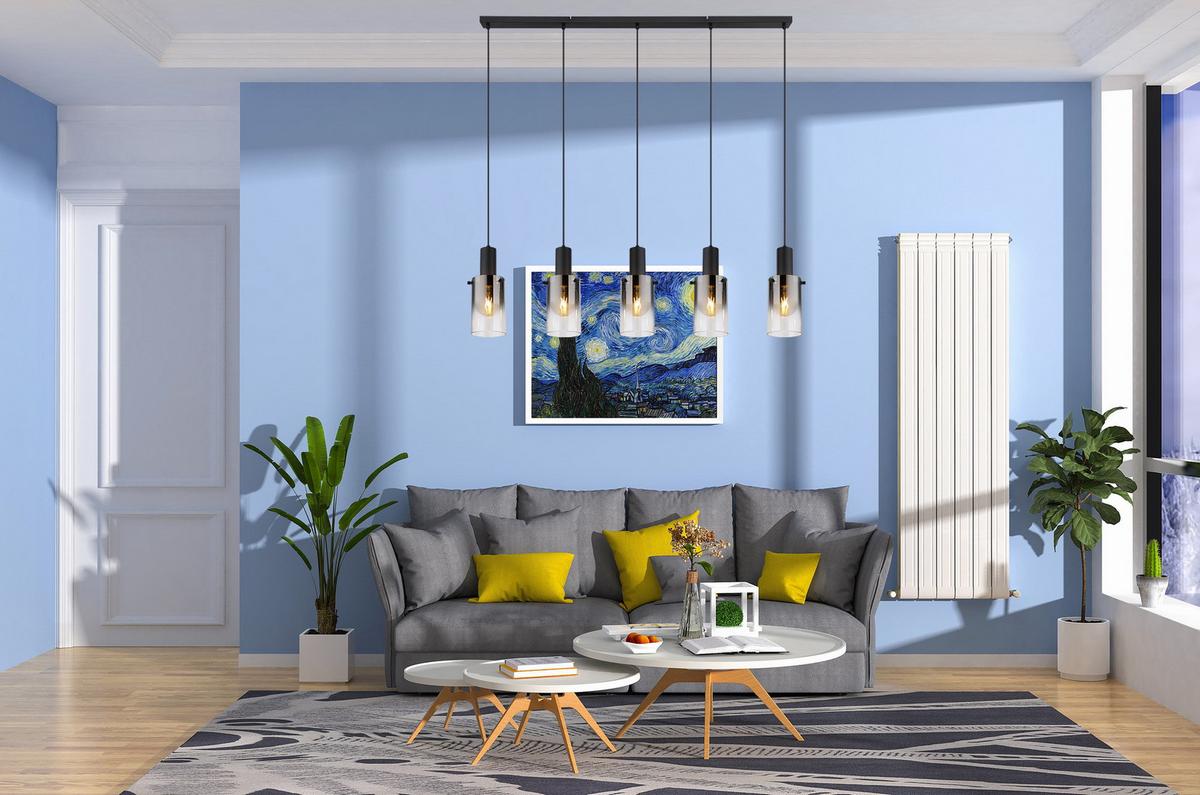 LAMPA WISZĄCA GREITH II - czarny, Design, tworzywo sztuczne/metal (120/12,5/150cm) - Novel