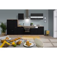 Küchenleerblock LBKB310ESS Schwarz/Eiche ca. 310 cm - Edelstahlfarben/Eichefarben, Basics, Holzwerkstoff/Metall (310cm) - Respekta
