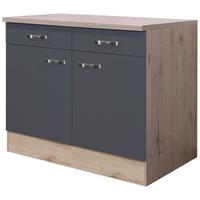 Kuhinjska Spodnja Omarica Shadow, Siva, Barva Hrasta - barve nerjavečega jekla/temno siva, Moderno, kovina/leseni material (100/85/60cm)