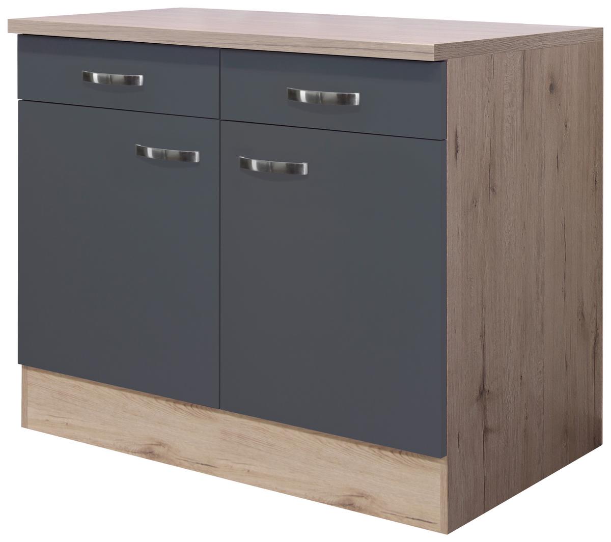 Kuhinjska Spodnja Omarica Shadow, Siva, Barva Hrasta - barve nerjavečega jekla/temno siva, Moderno, kovina/leseni material (100/85/60cm)