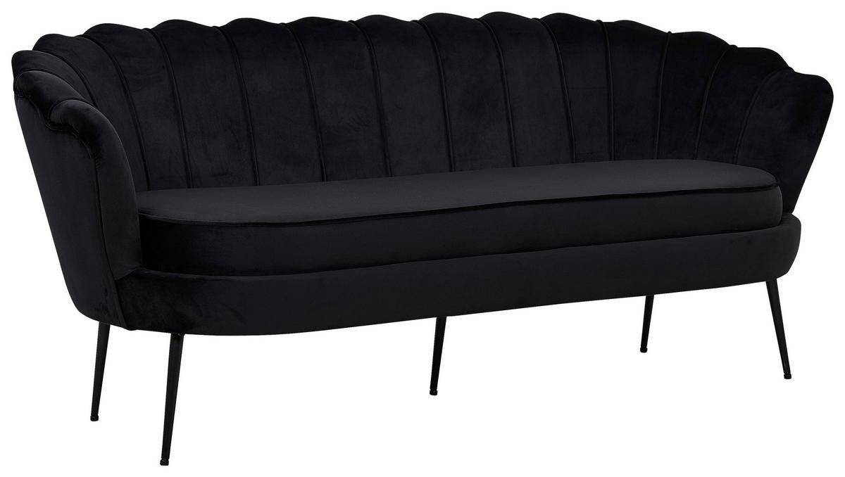 Sofa Calais ca. 180 cm Schwarz Samt - Schwarz, Design, Textil/Metall (180/78.5/78cm) - Livetastic