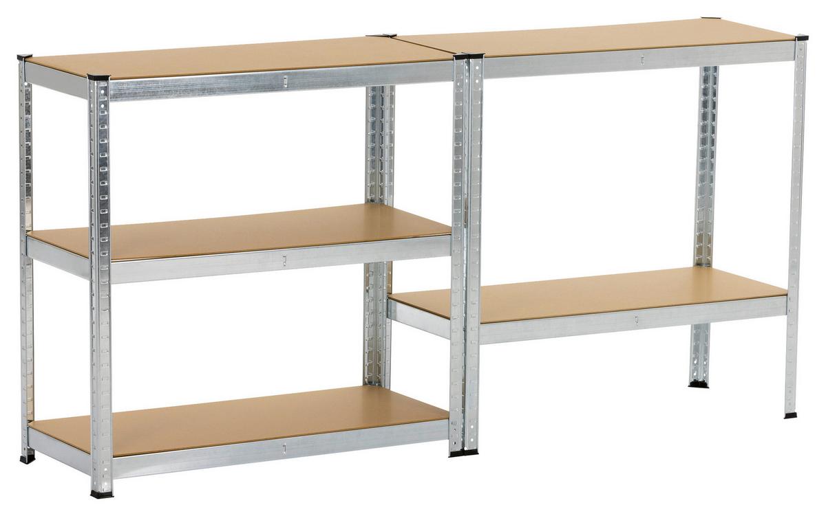 Schwerlastregal Easymaxx Silberfarben/Hellbraun - Hellbraun/Silberfarben, KONVENTIONELL, Holzwerkstoff/Kunststoff (40/90/180cm)