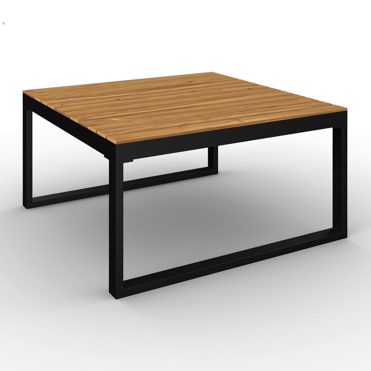 Loungegarnitur Adriano Creme Akazie/Metall/Outdoorstoff - Creme/Schwarz, MODERN, Holz/Textil - Bessagi Garden