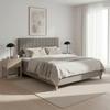KONTINENTALSÄNG OLIVIA - grå/ekfärgad, Modern, trä/textil (180/200cm) - Bessagi Home