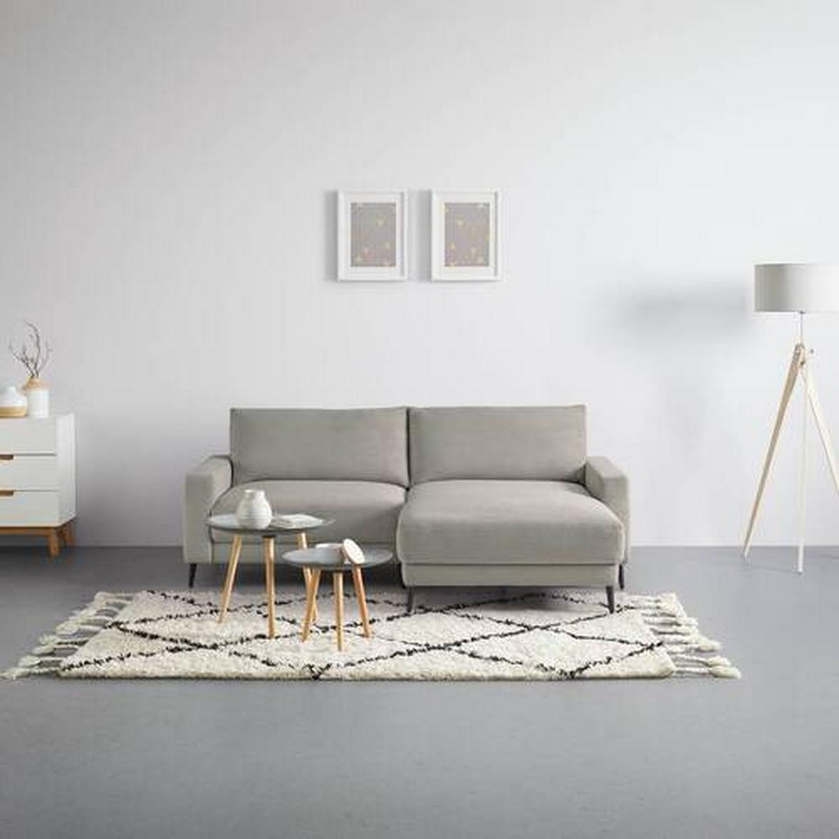 Wohnlandschaft Cora in Grau - Schwarz/Grau, MODERN, Holz/Textil (223/86/161cm) - Mömax