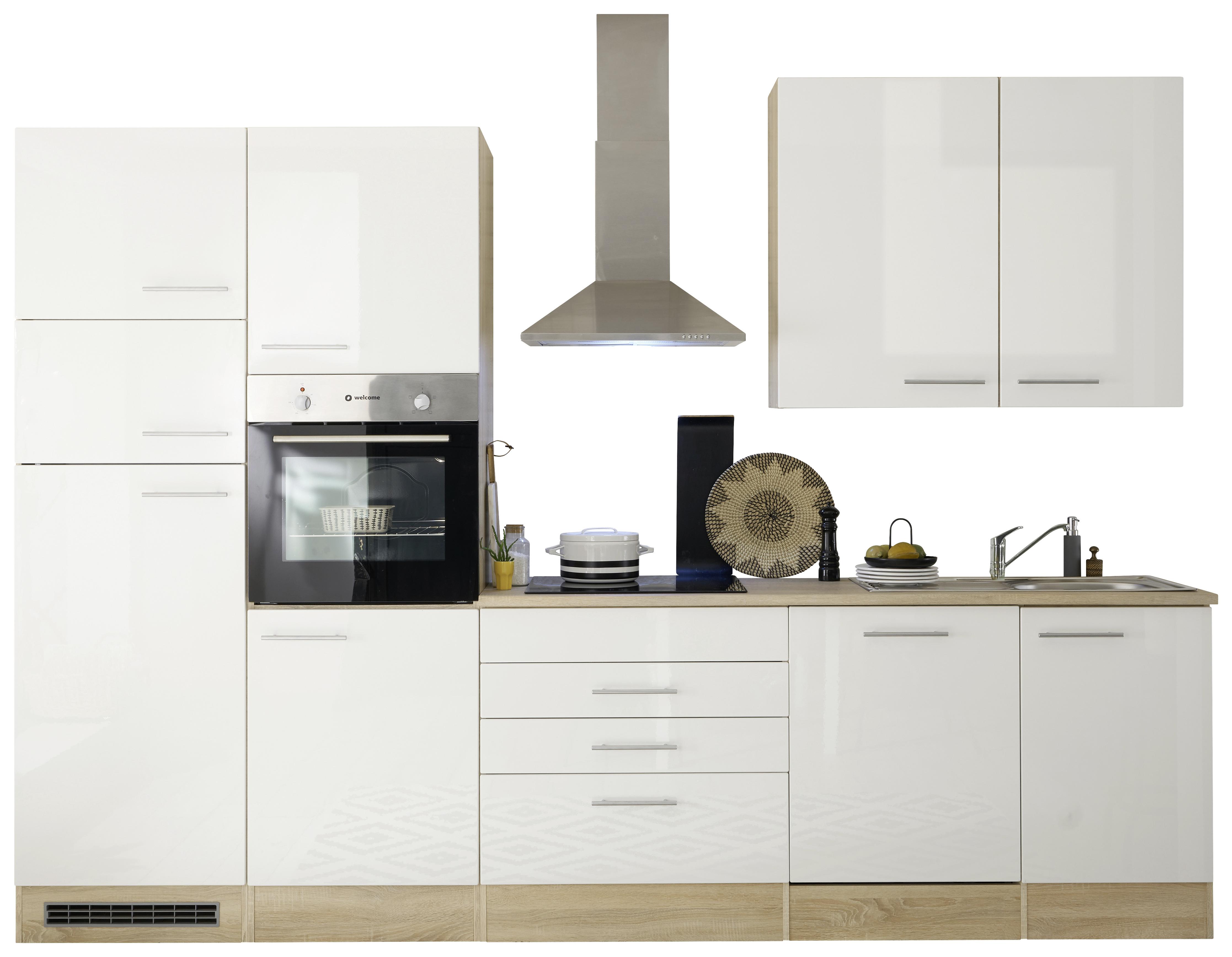 Moderen Kuhinjski Blok Brez Aparatov Laurel, Bela, Hrast - bela/hrast sonoma, Moderno, leseni material (310cm) - MID.YOU