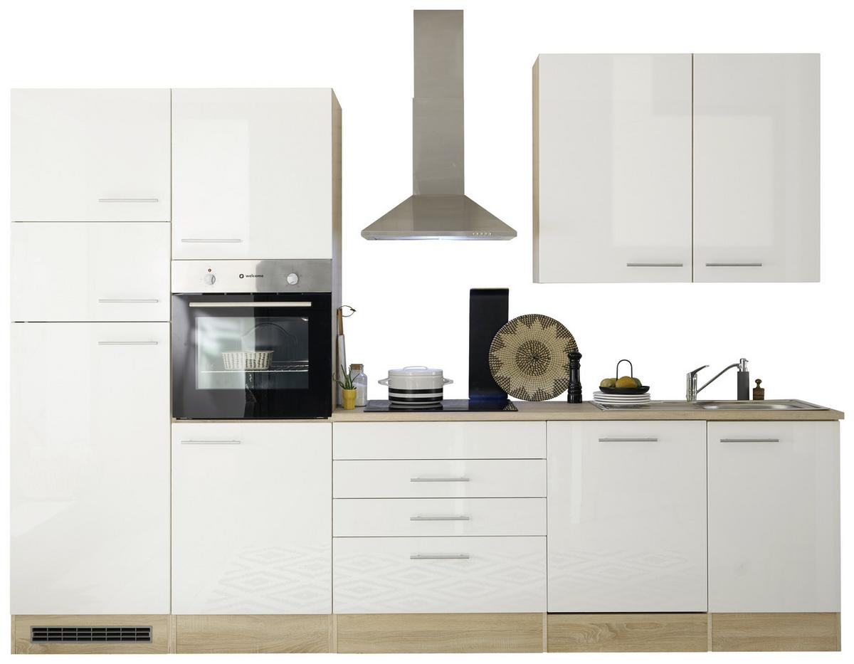 Moderen Kuhinjski Blok Brez Aparatov Laurel, Bela, Hrast - bela/hrast sonoma, Moderno, leseni material (310cm) - MID.YOU