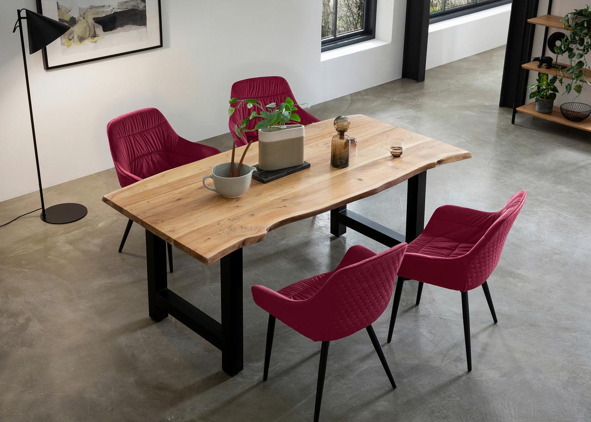 Naslanjač Samt, Rdeča - rdeča/črna, Moderno, kovina/tekstil (63/81,5/61cm) - Livetastic