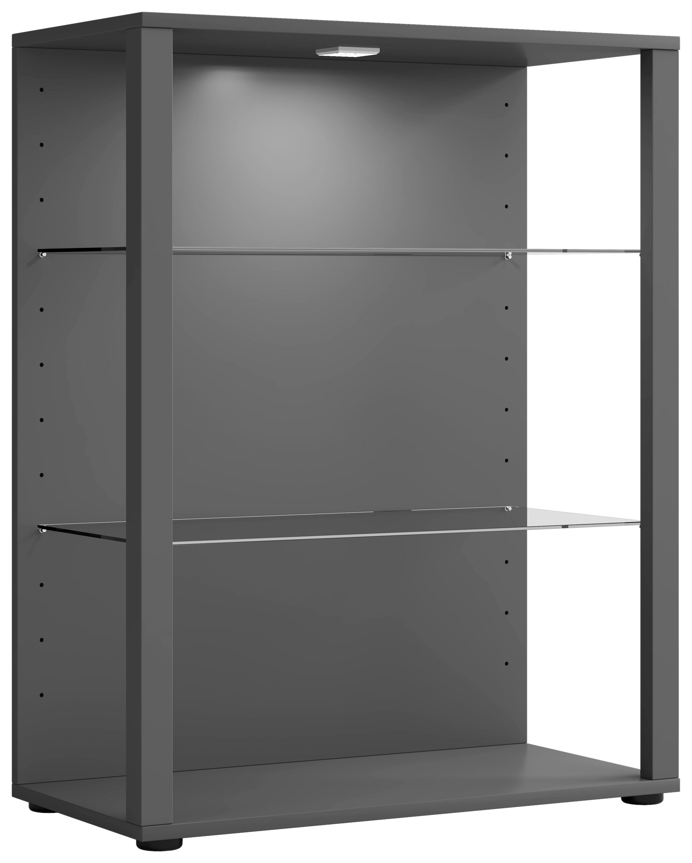 Vitrina Glasol Xl, Siva - črna/antracit, Moderno, umetna masa/steklo (70/90/35cm) - MID.YOU