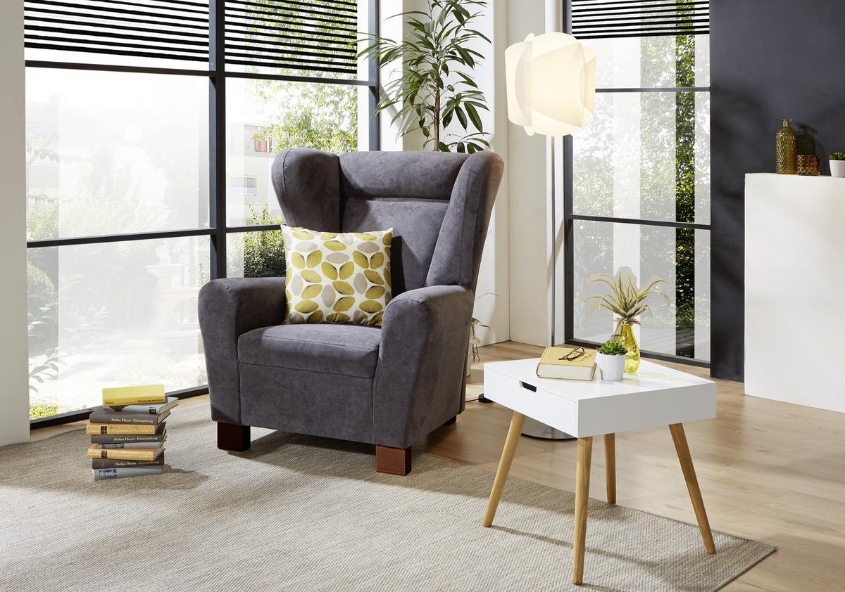 Fotelja Chandler - smeđa/antracit, Design, tekstil/drvo (95/109/97cm) - Mömax