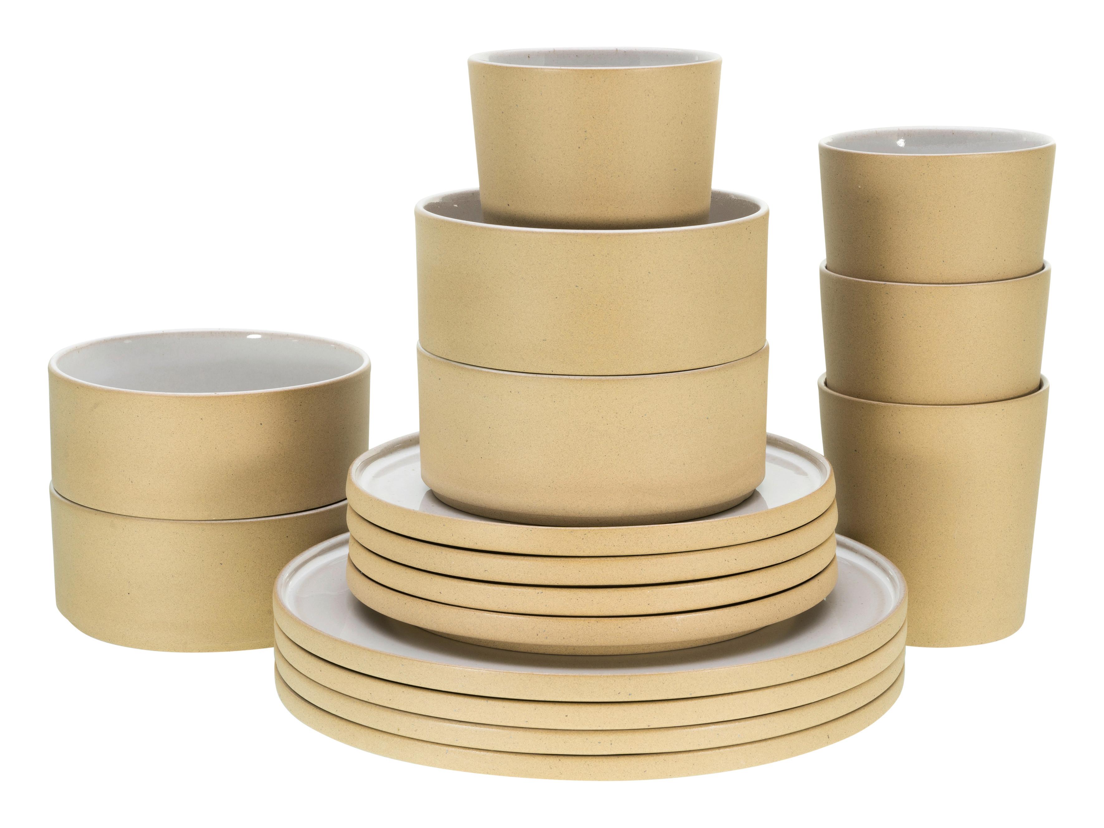 Kombinirani Servis Futuro White Sand, 16-Delni Set - bela/peščene barve, Trend, keramika - Creatable