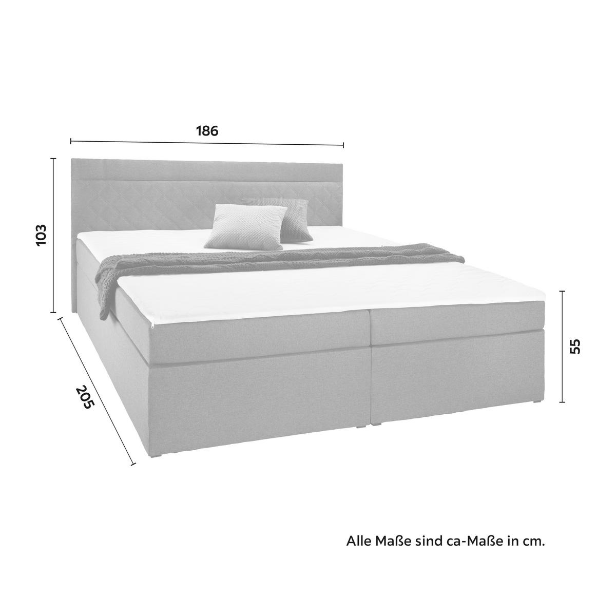 Pat tip boxspring ROSA 180x200 cm gri cu topper - gri, Modern, lemn/textil (180/200cm) - Bessagi Home