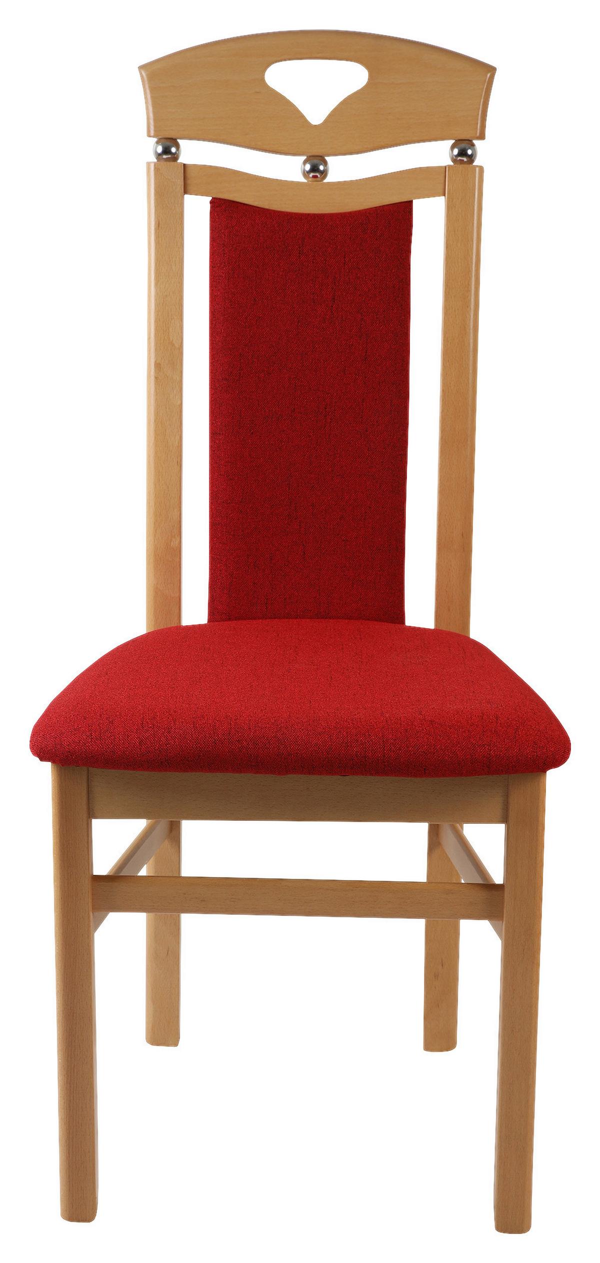 KRZESŁO BERTA II - kolor bukowy/ciemnoczerwony, Konventionell, drewno/tkanina (47/103/46cm) - Livetastic