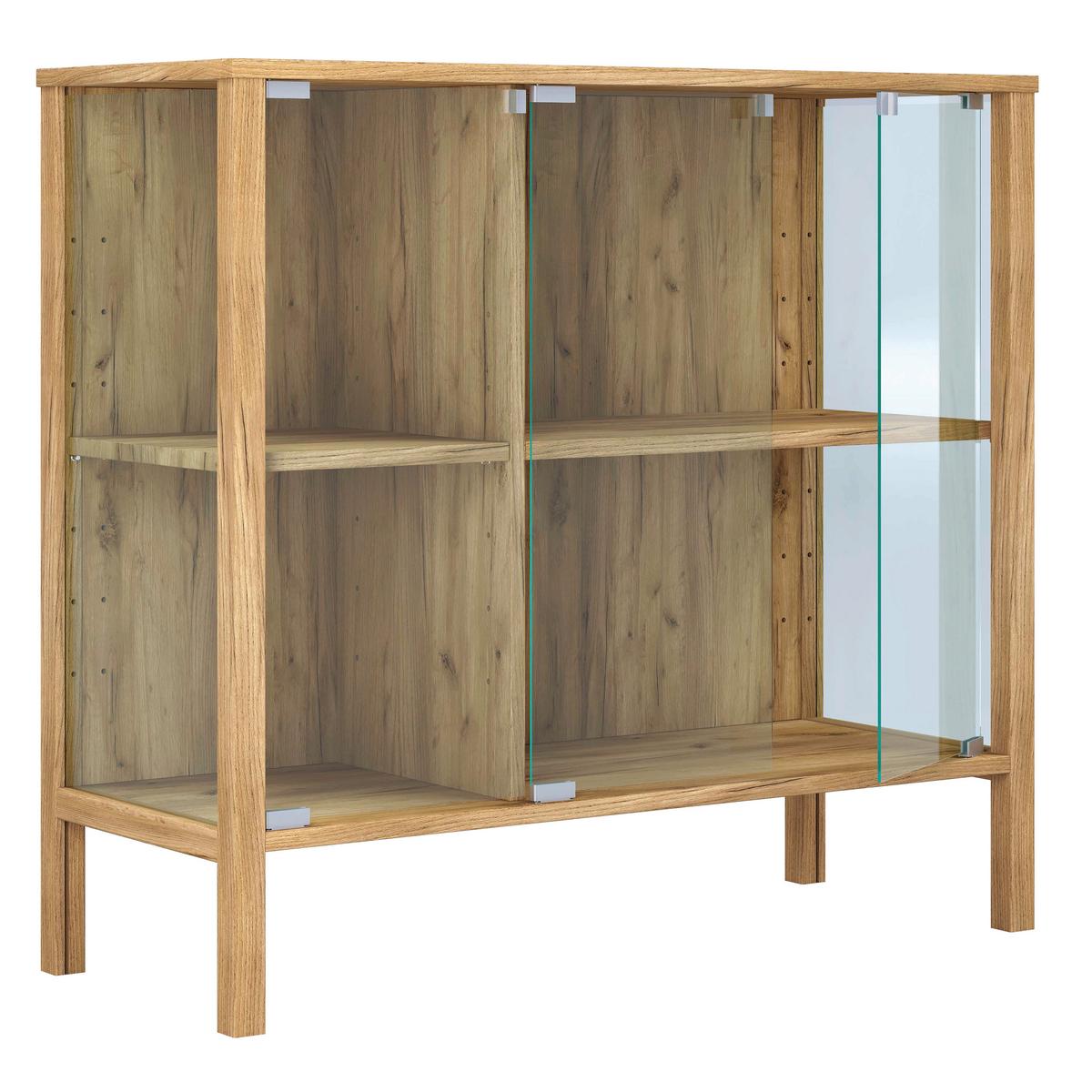 Sideboard Jensol Honigeiche/Klar - Honigeiche/Klar, Design, Glas/Holzwerkstoff (87/80/35cm) - Livetastic