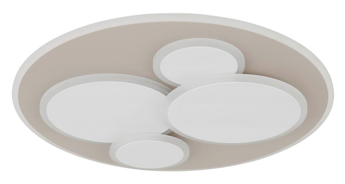 LED-Deckenleuchte Roland Weiß/Sandfarben max. 40 Watt - Sandfarben/Weiß, MODERN, Kunststoff/Metall (49/49/5,5cm) - Mömax