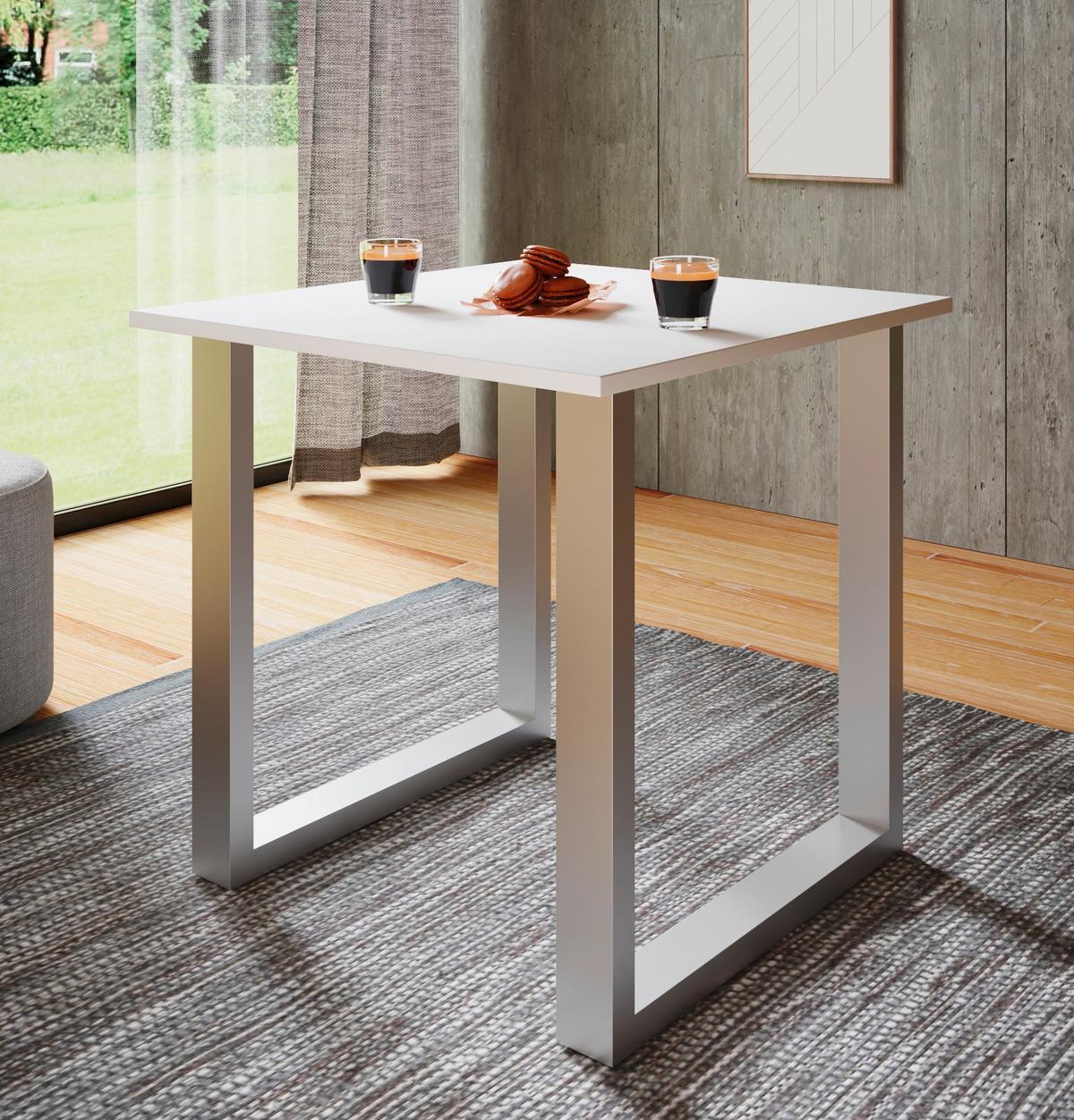 SCHREIBTISCH LONA - Weiss/Silberfarben, Design, Holzwerkstoff/Metall (80/76/50cm) - MID.YOU