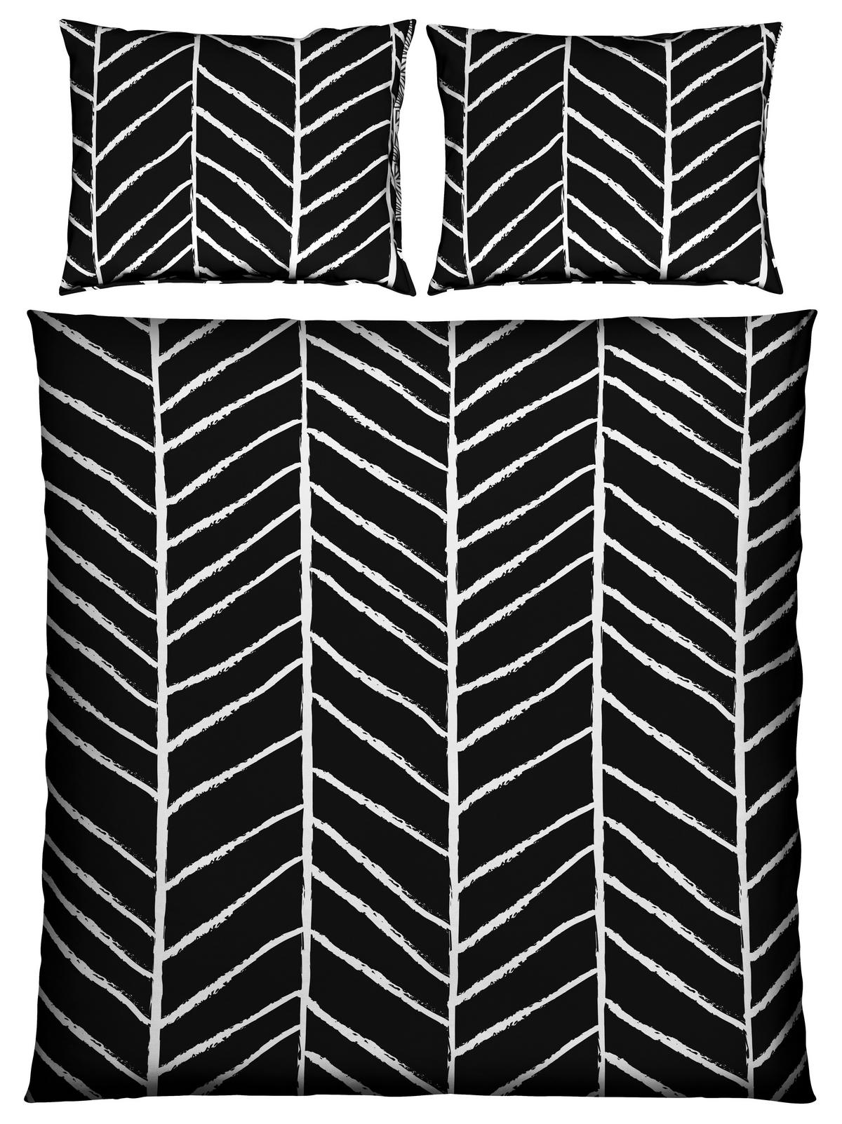 Posteljnina Marble, Črna, 2x60/80, 200/200 - črna, Konvencionalno, tekstil (200/200cm) - Modern Living