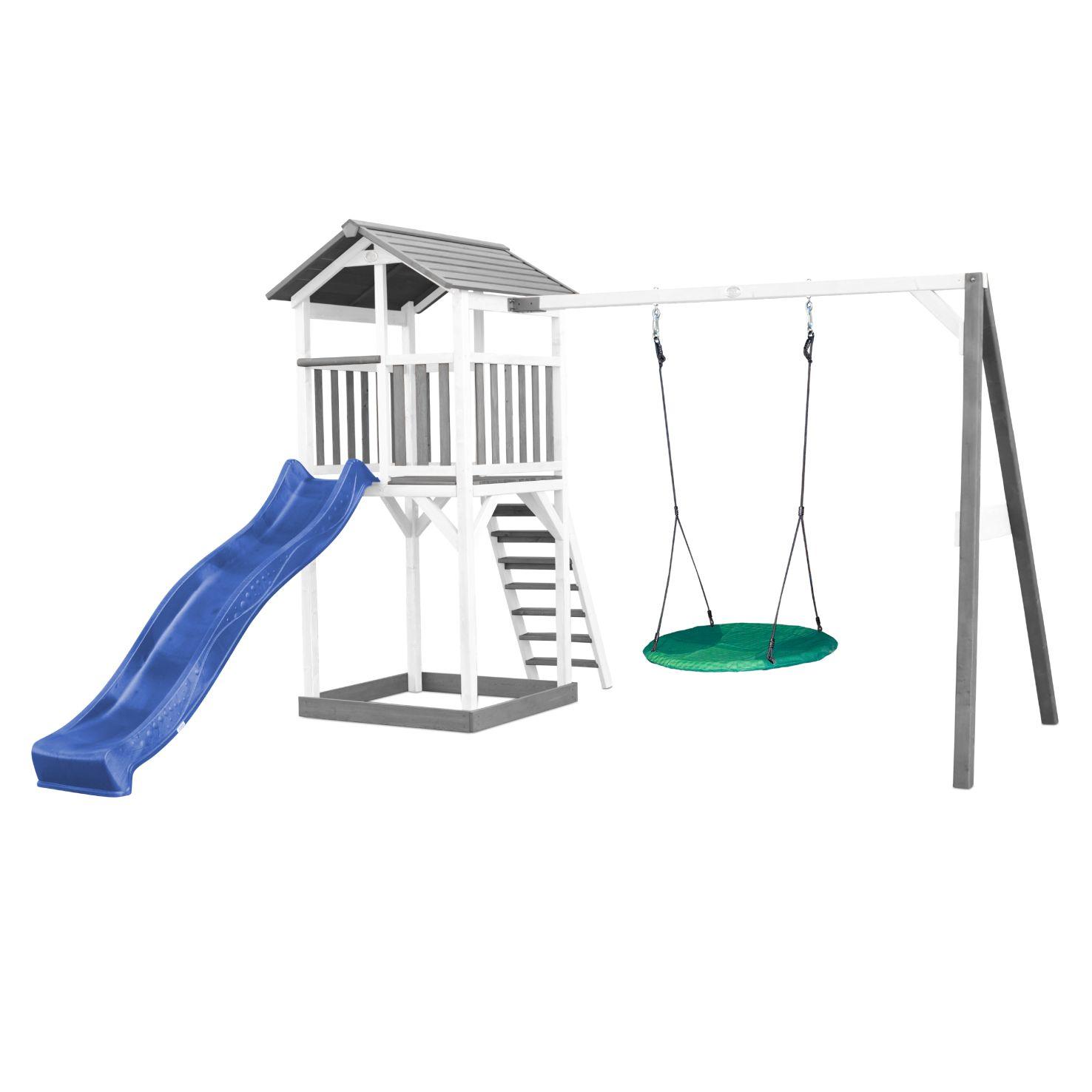 Spielhaus A025.123.32 aus Holz - Blau/Weiß, Basics, Holz (356,60/241.9/349cm) - Ambia Garden
