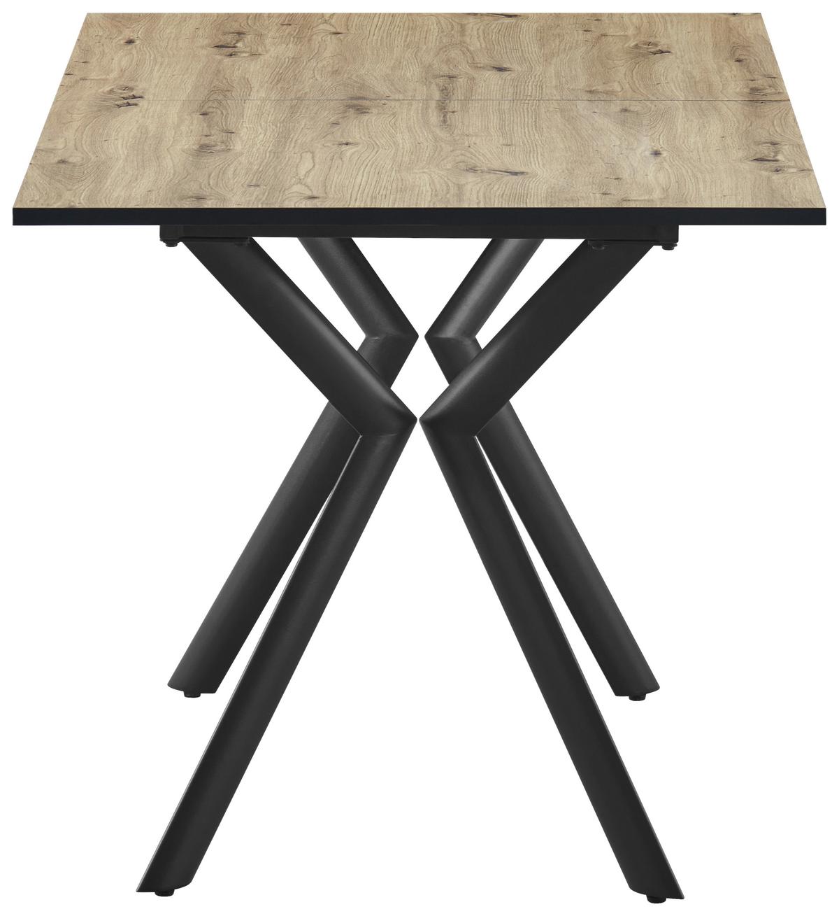 Raztegljiva Jedilna Miza Marcel, 140-180x80 - črna/barve hrasta, Moderno, kovina/leseni material (140-180/76/80cm)