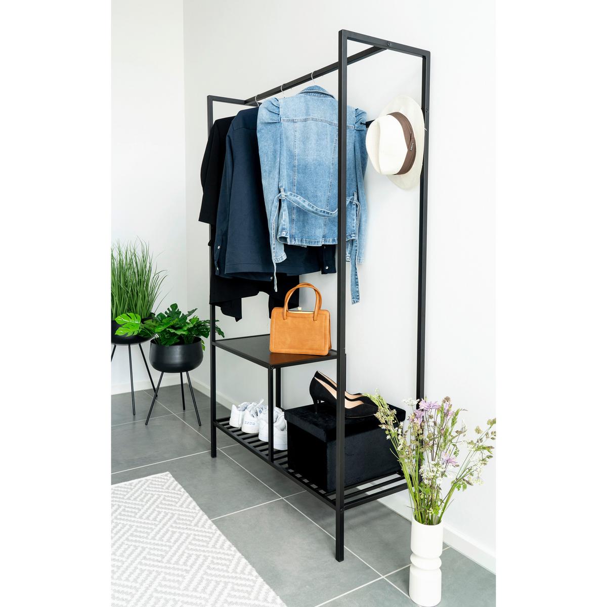 Garderobe Vita Schwarz - Schwarz, Basics, Holzwerkstoff/Metall (101/170/38cm) - MID.YOU