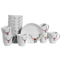 Servis Za Zajtrk Christmas Reindeer, 18-Delni - bela, Basics, keramika - Creatable