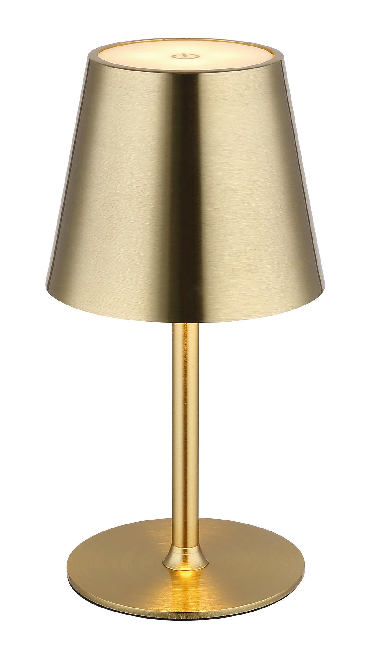 AKKU-TISCHLEUCHTE 58438M VANNIE - Weiss/Messingfarben, Design, Kunststoff/Metall (11,2/47cm) - Globo