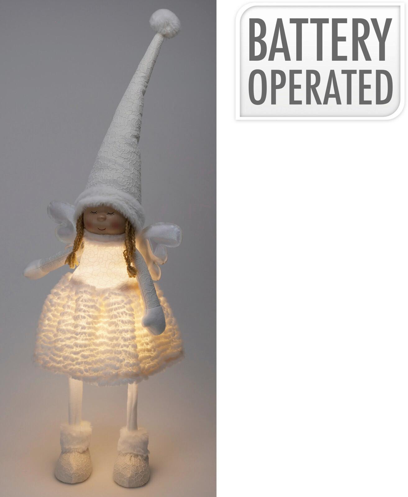 Dekor Angyal Loretta - fehér, textil (28/22/81cm)
