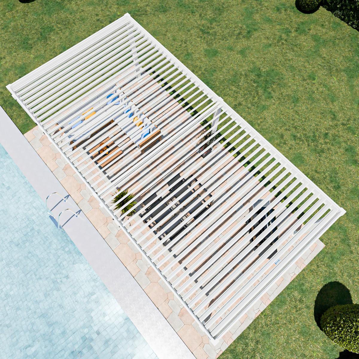 Pergola Superior, Bela, 3,6x7,2m - bela/visoki sijaj, Basics, kovina (360/255/720cm) - Gardenson