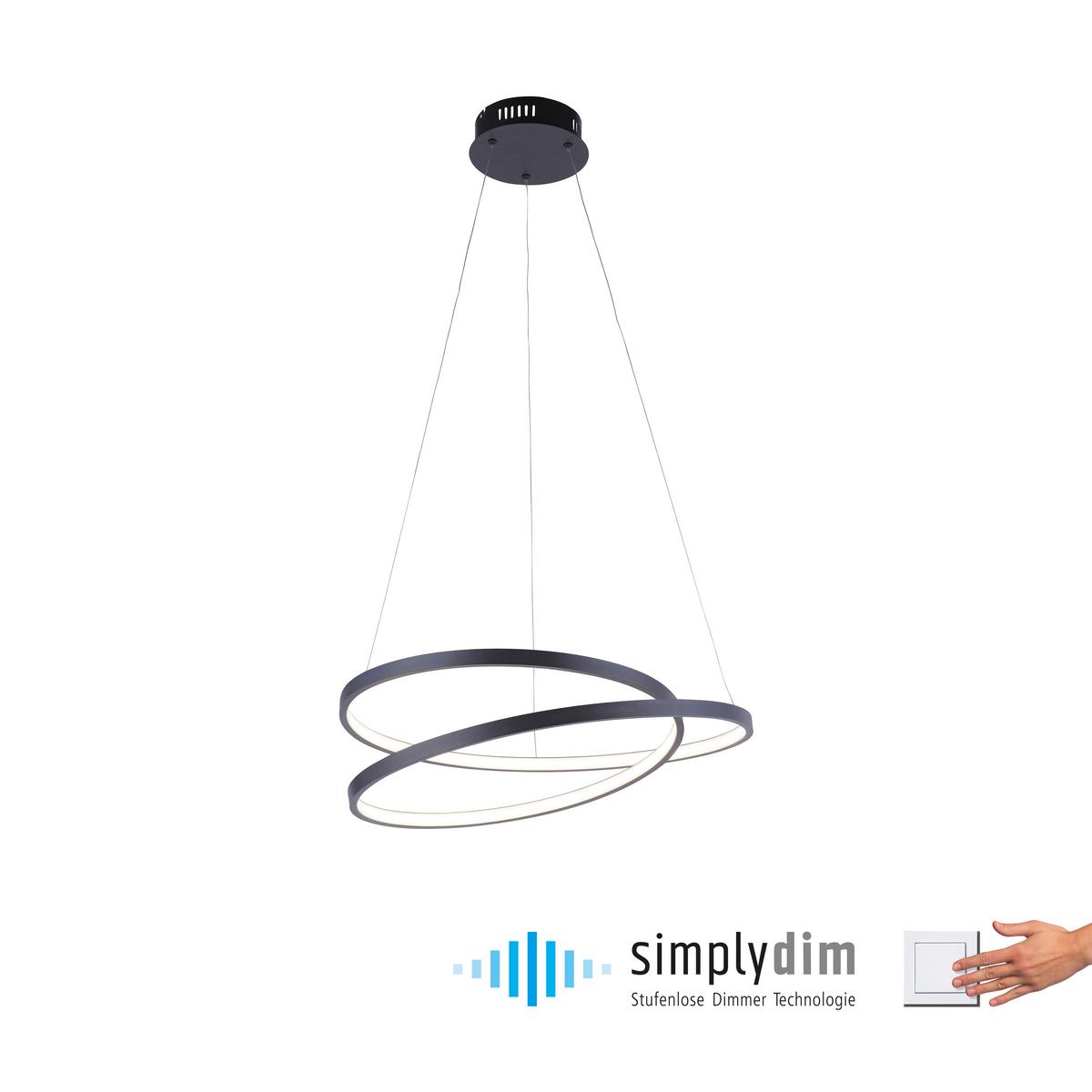 LED-Hängeleuchte Roman max. 32 Watt - Schwarz, Design, Kunststoff/Metall (60/60/100cm) - Paul Neuhaus