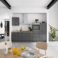 Küchenblock Flash Low m. Geräten Schieferfarben - Schieferfarben/Edelstahlfarben, MODERN, Holzwerkstoff/Metall (300cm) - Nobilia