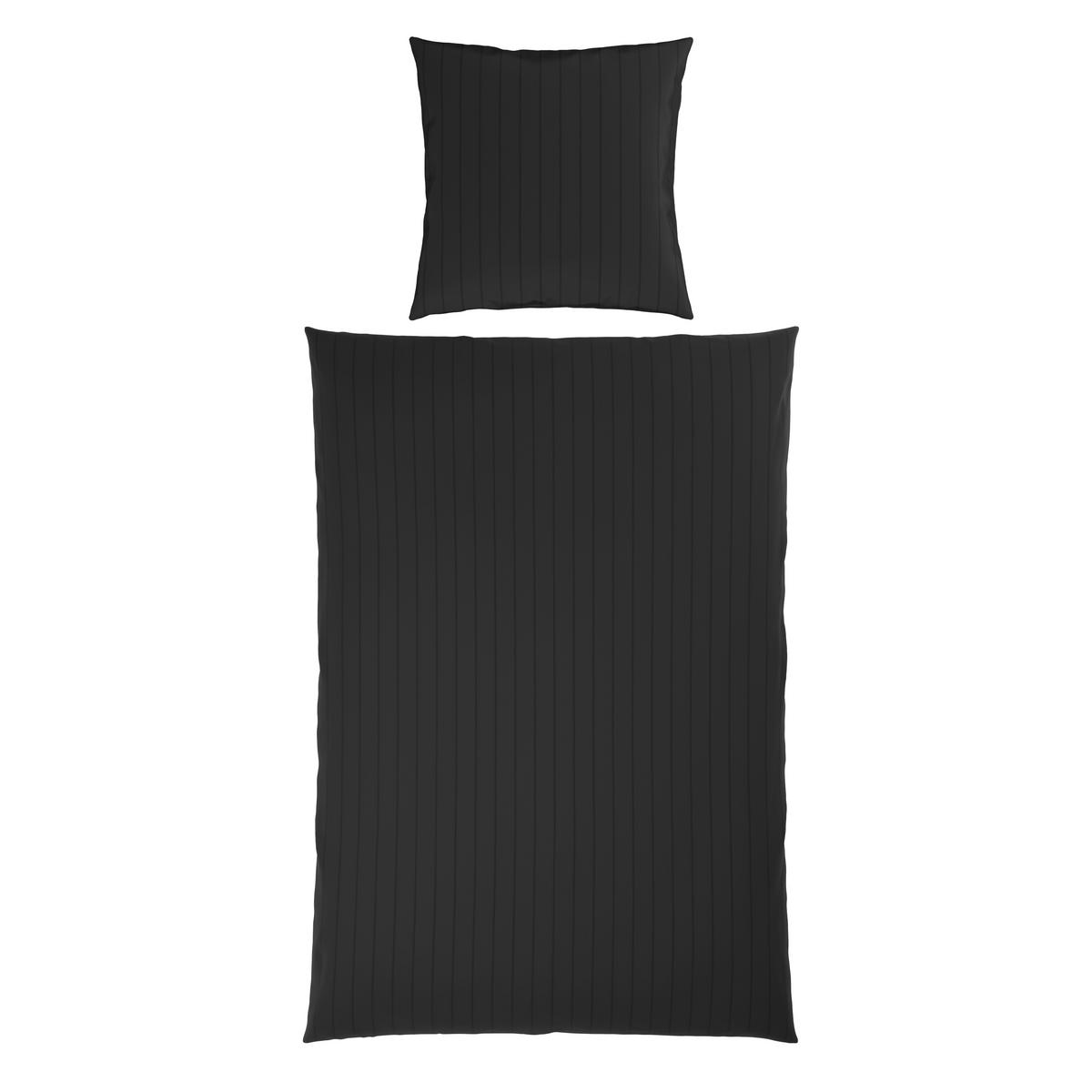 Bettwäsche Dobby Streif Schwarz ca. 135x200cm - Schwarz, Textil (140/200cm) - Mömax