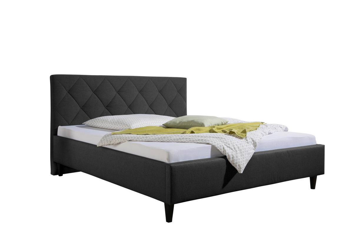 Polsterbett Aiken Anthrazit ca. 180x200 cm - Anthrazit/Schwarz, MODERN, Holz/Textil (180/200cm) - Livetastic