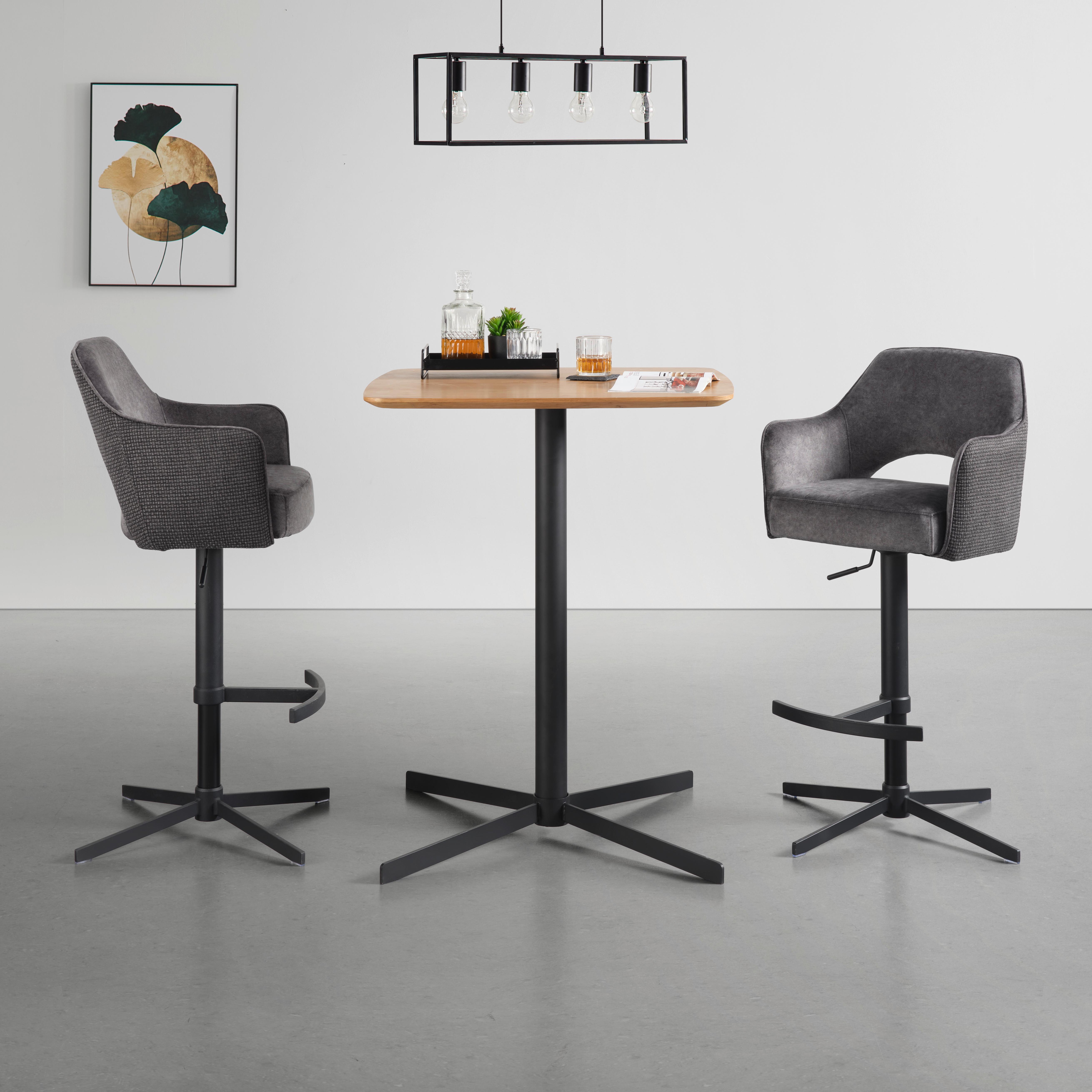 BARBORD VALLETTA - svart/ekfärgad, Modern, metall/trämaterial (80/100/80cm) - Premium Living