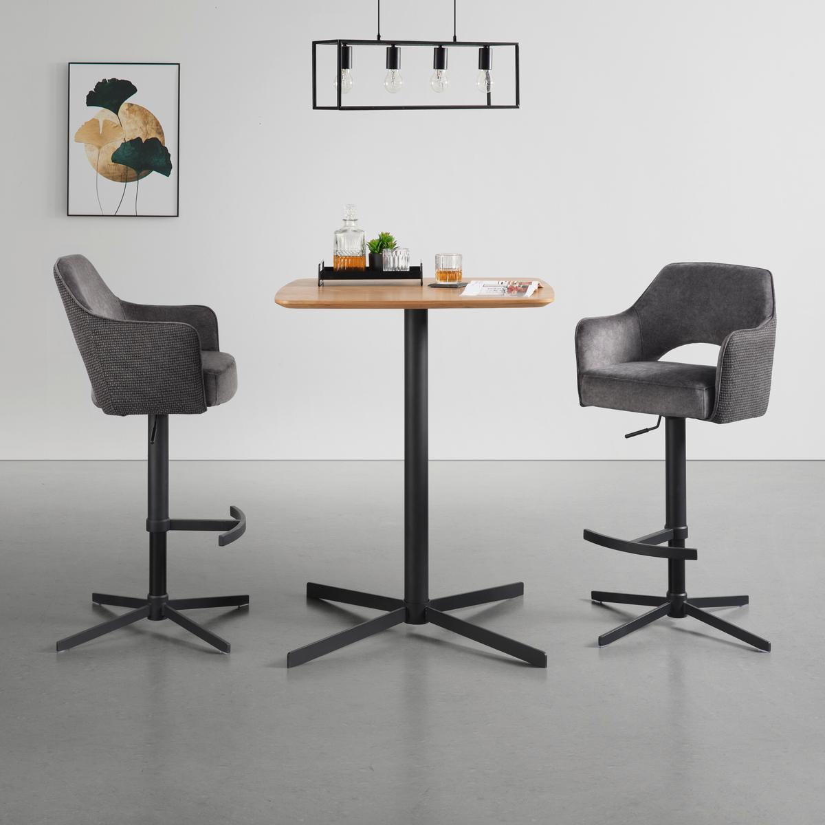 Barhocker Valletta Anthrazit/Schwarz - Anthrazit/Schwarz, KONVENTIONELL, Textil/Metall (57/92-119/52cm) - Premium Living