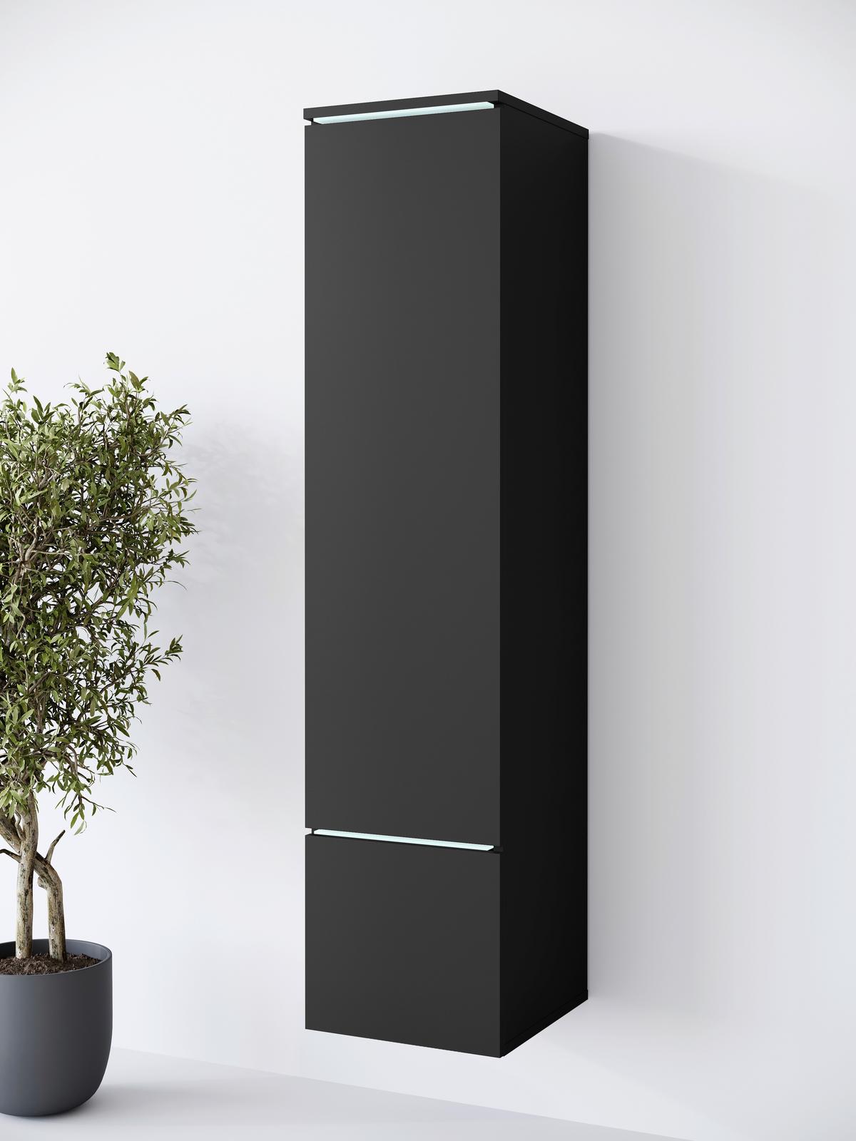 Visoka Omara Vera 001, Mat Črna - črna/siva, Design, umetna masa/leseni material (30/130/33cm) - Livetastic