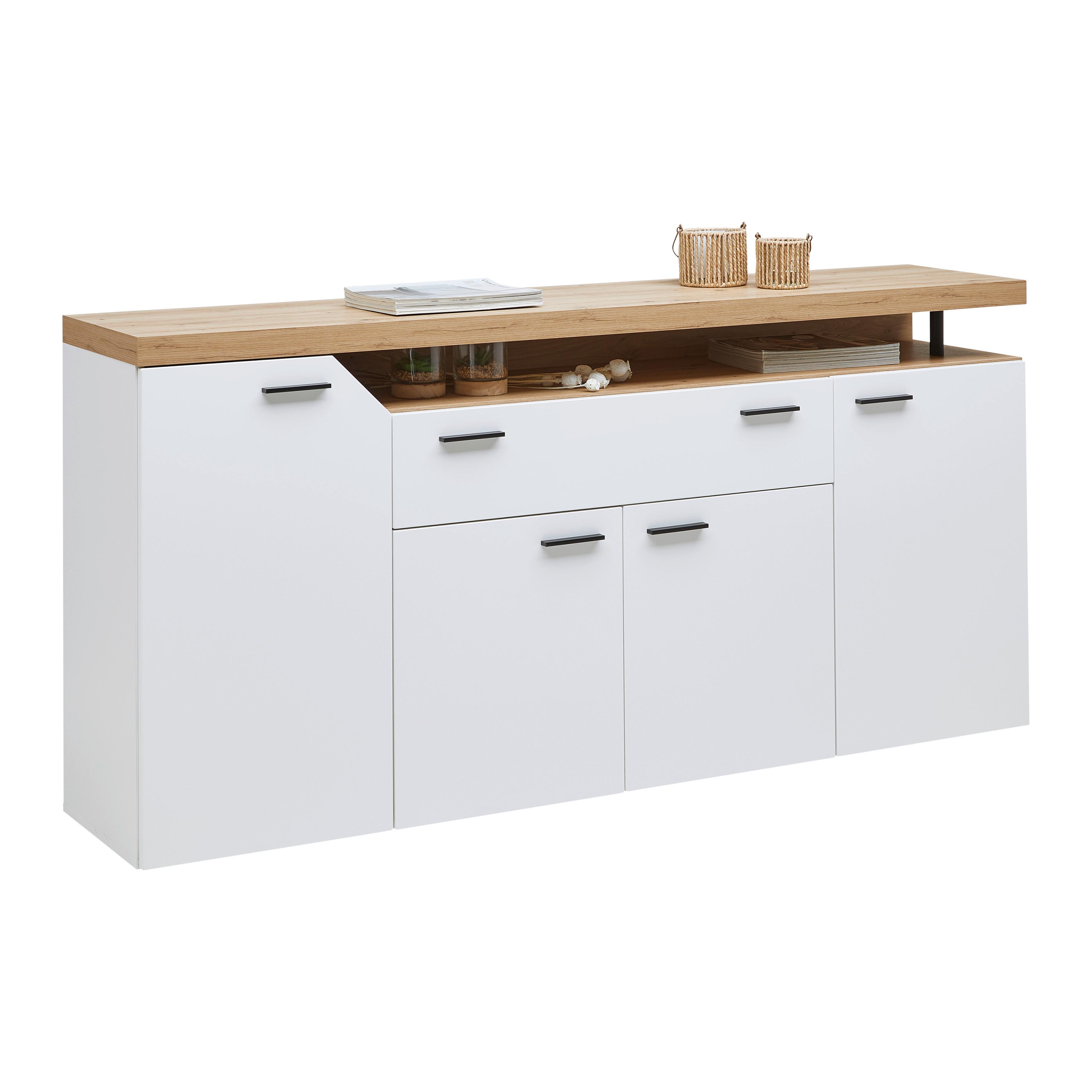 Siedboard Nico Weiß/Eichefarben - MODERN, Holzwerkstoff/Kunststoff (184/91/40cm) - Mömax
