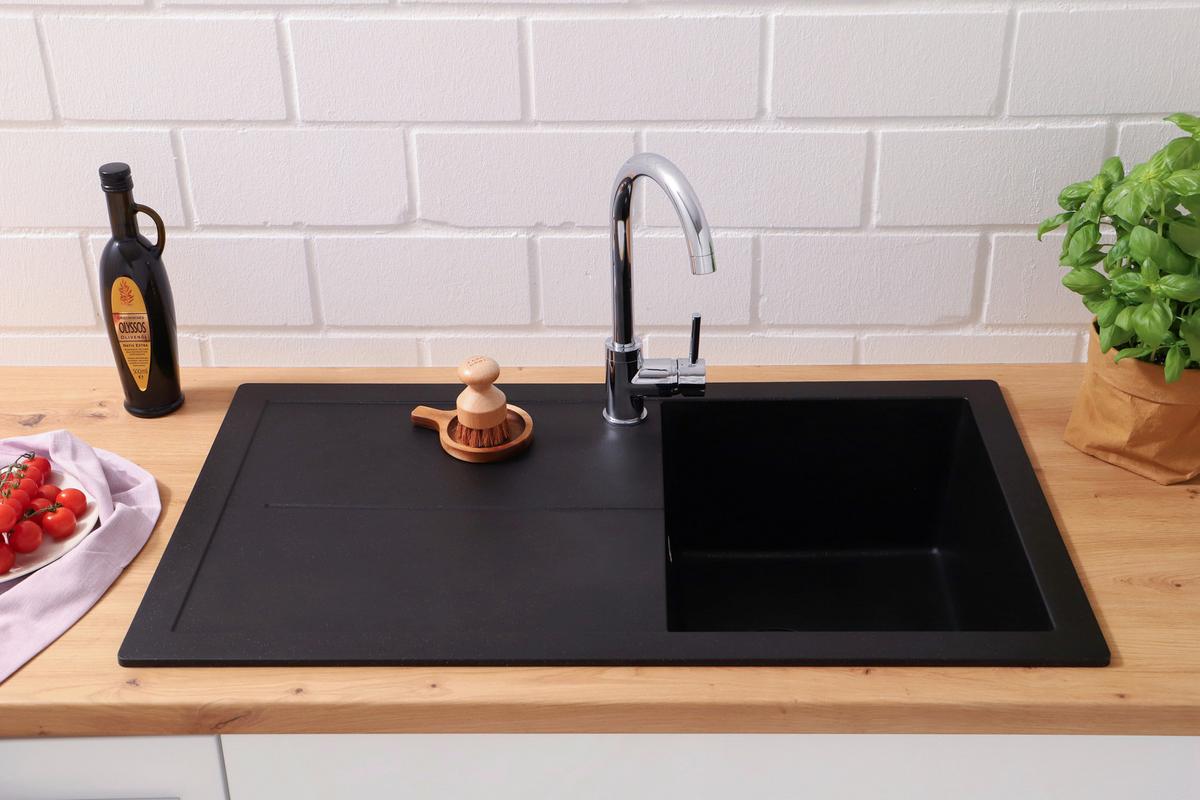 Pomivalno Korito Cleveland, 86x50cm - črna, Basics, kamen/umetna masa (86/21,4/50cm) - Respekta