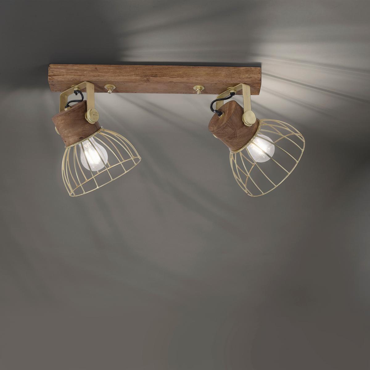 LAMPA SUFITOWA 11487-60 ALAMI - kolor mosiężny, Lifestyle, metal/drewno (54/31/45cm)