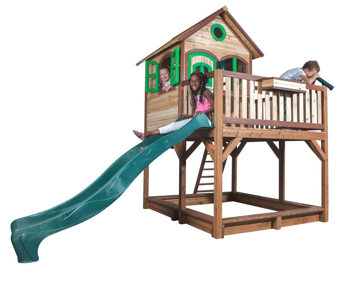 Spielturm Liam aus Tannenholz - Beige/Braun, Basics, Holz/Kunststoff (377/291/255cm) - Ambia Garden