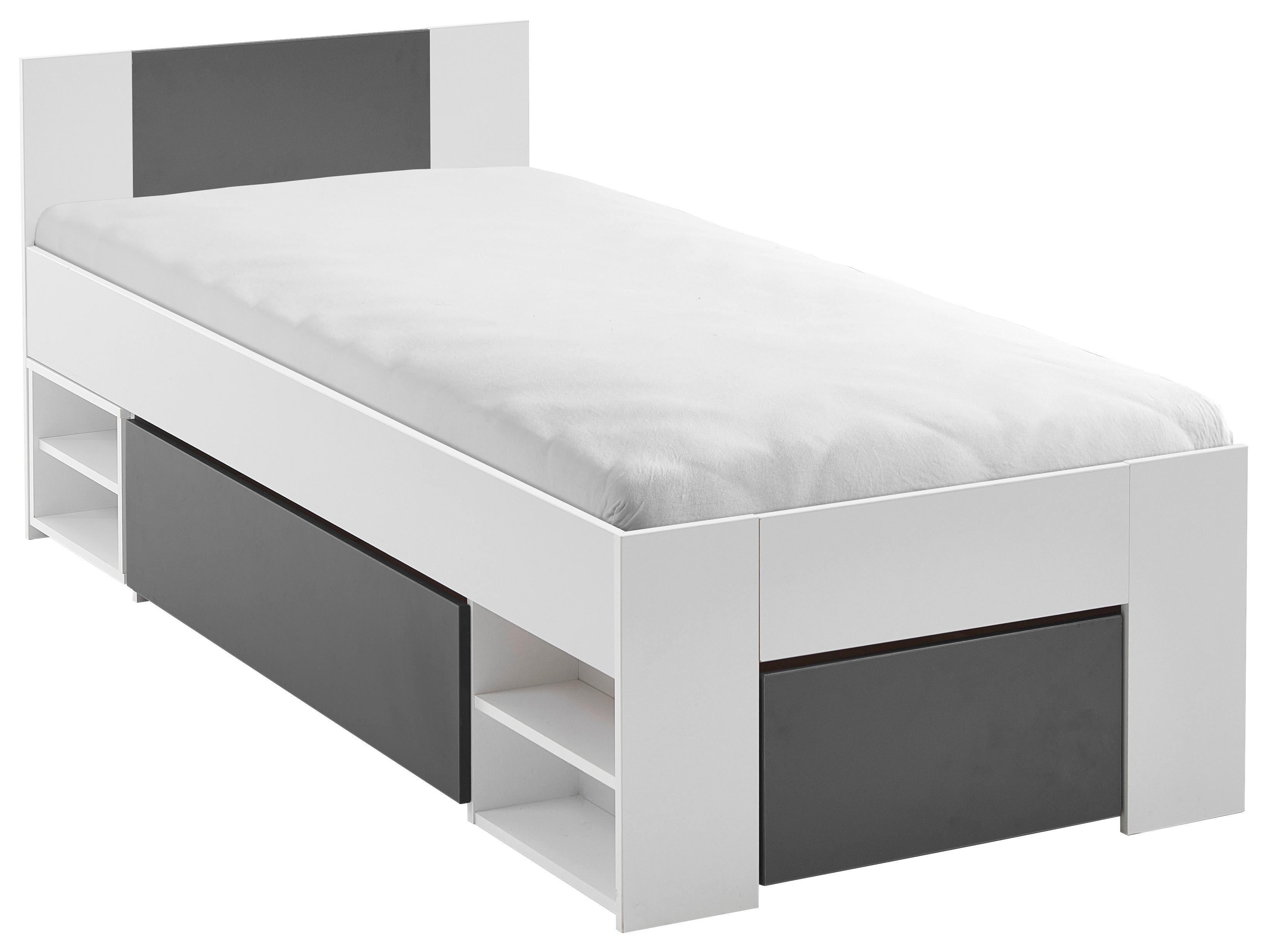 Bett Bett Azurro 2-90 Weiß/Anthrazit - Anthrazit/Weiß, MODERN, Holzwerkstoff (90/200cm) - Mömax