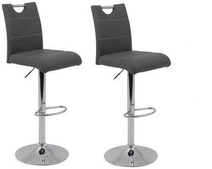 Barhocker Set mit Lehne und 360°drehbar 2-tlg Miranda Grau - Chromfarben/Weiß, MODERN, Textil/Metall (38/97-119/50cm) - MID.YOU