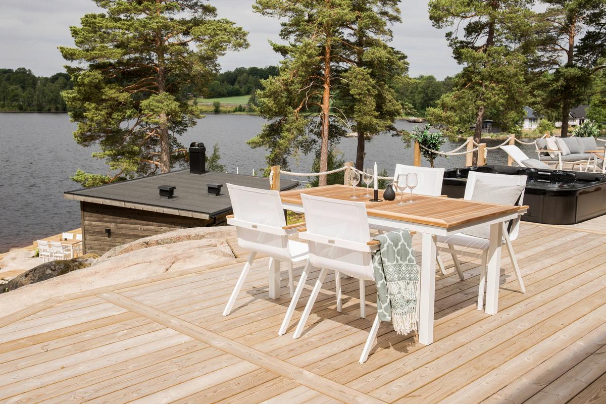 Stapelsessel-Set Mexico 2er Set ca. 57x87 cm Alu Weiß - Weiß, KONVENTIONELL, Holz/Metall (57/87/61cm) - Gardenson