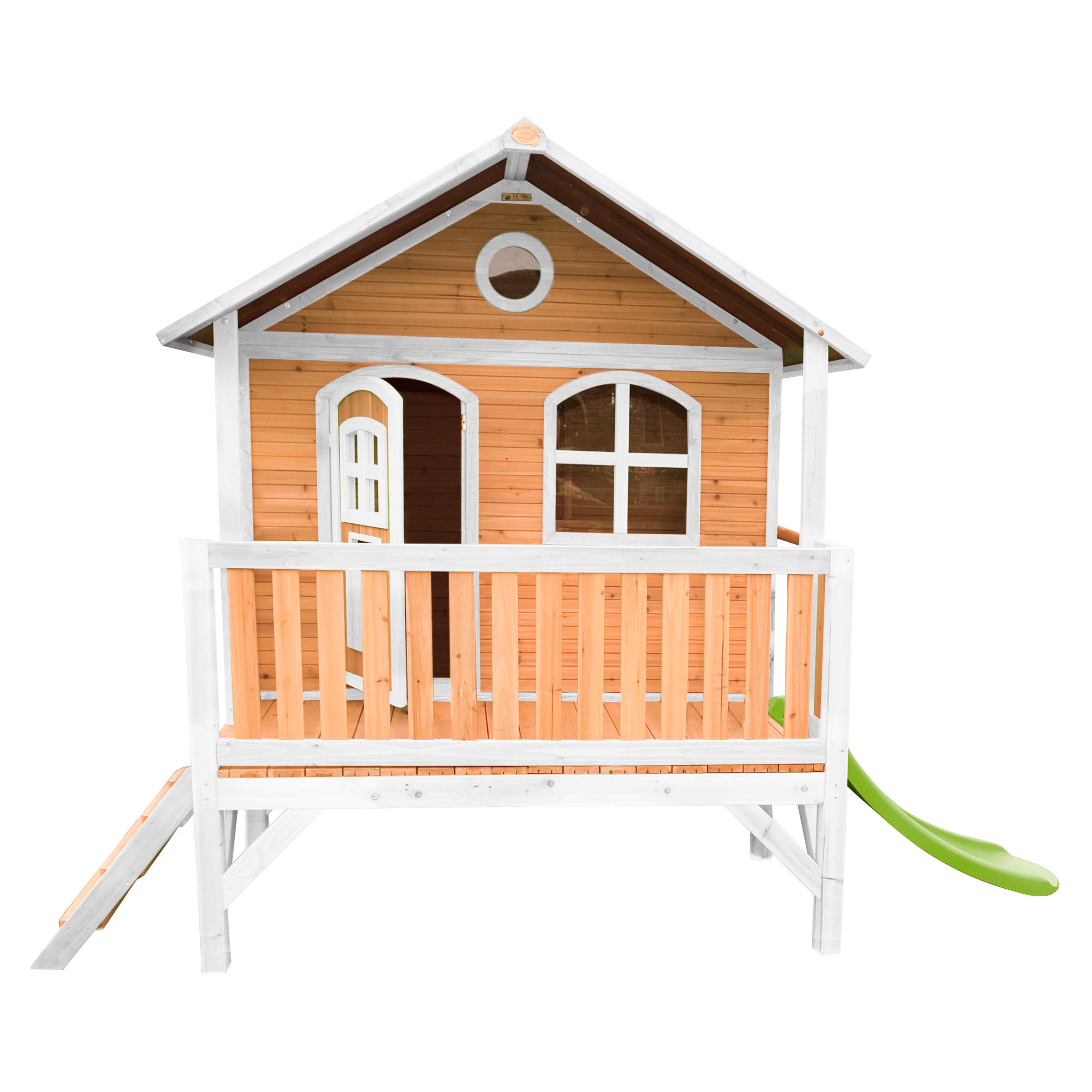 Spielhaus Stef aus Zedernholz - Braun/Weiß, Basics, Holz (349/233/212cm) - Ambia Garden