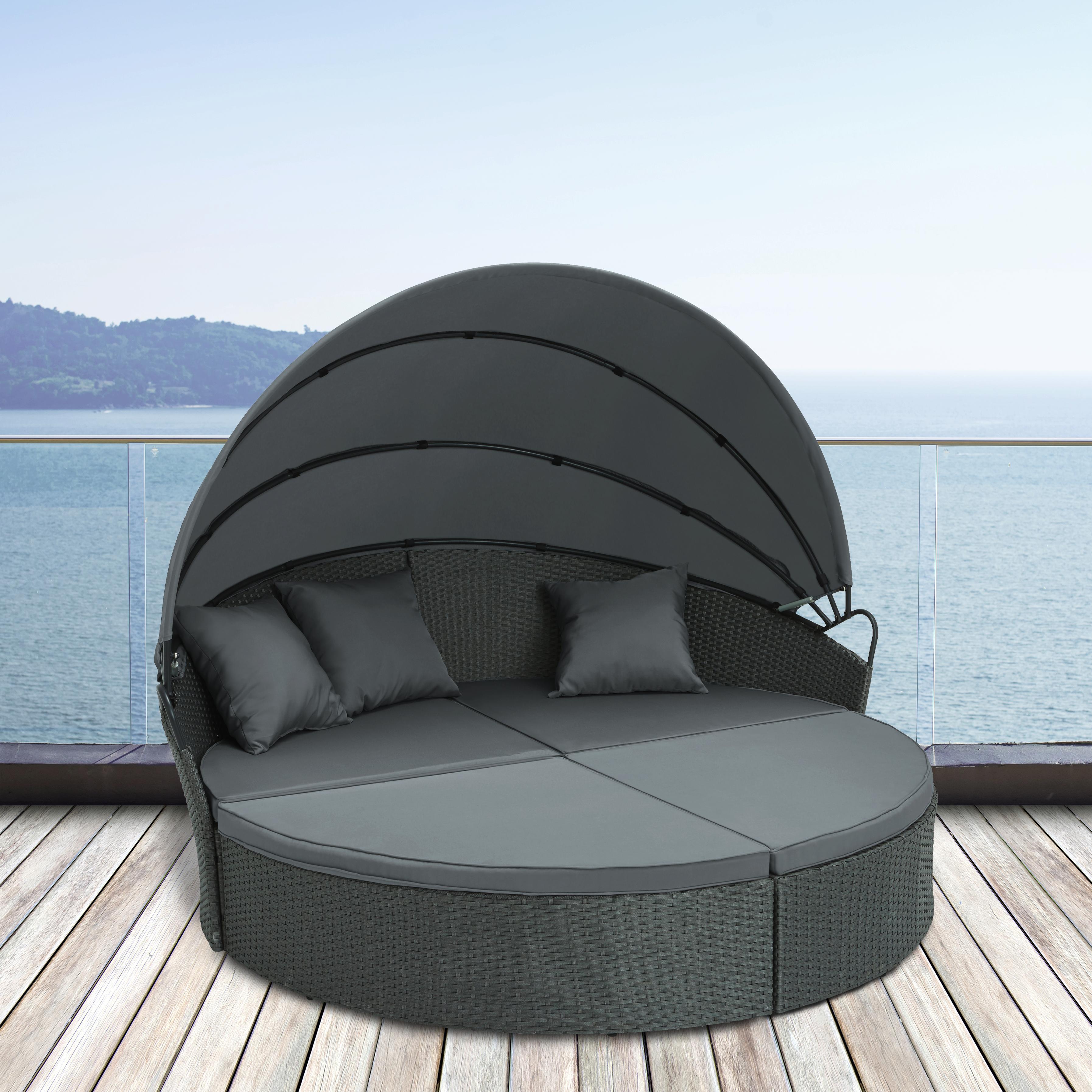 Garteninsel Lilly - Grau, MODERN, Kunststoff/Textil (166/155/164cm) - Bessagi Garden