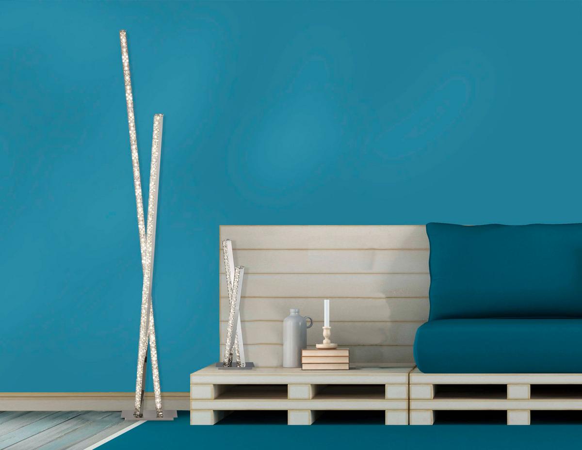 LED Asztali Lámpa Eu2111cc - krómszínű, Design, üveg/fém (10/16/56cm)