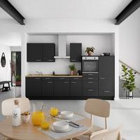 Küchenblock Touch Low m. Geräten Schwarz - Edelstahlfarben/Eichefarben, MODERN, Holzwerkstoff/Metall (330cm) - Nobilia