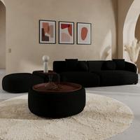 Wohnlandschaft Kira Chenille Schwarz - Schwarz, MODERN, Holz/Textil (410/71/107cm) - Bessagi Home